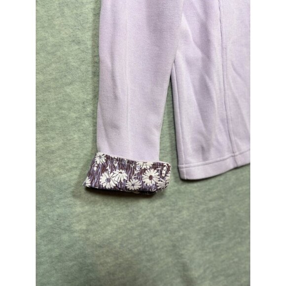 Orvis Women's‎ Lilac Quarter-Zip Pullover Sz L Floral Accents Top - Picture 4 of 6